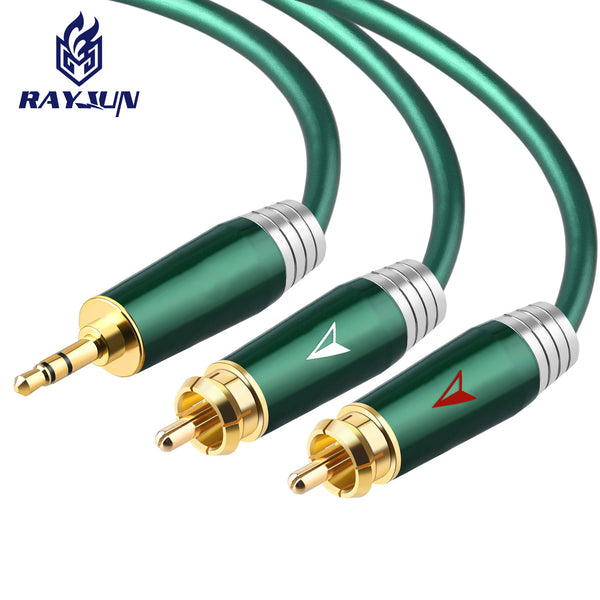 Lei Jun-805 One Minute Two RCA Dual Lotus Head Audio Cable Computer Connected to Audio Mobile Phone Desktop Power Amplifier 3.5mm
