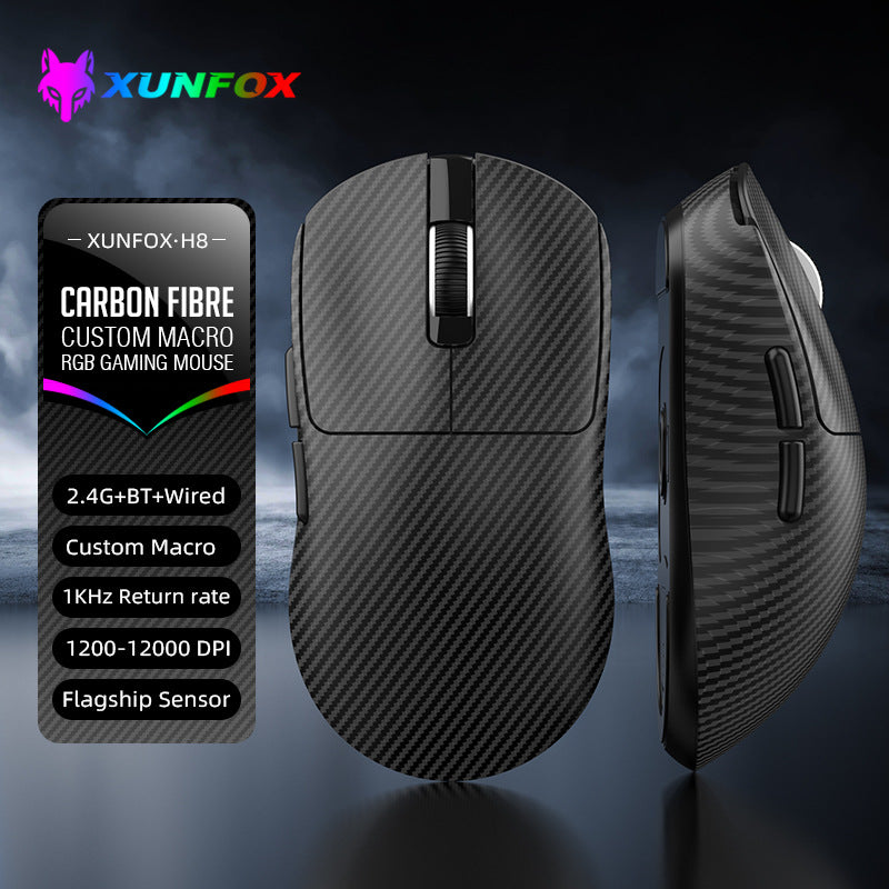 Dazzling silver fox h8 tri-mode bluetooth wireless mouse - gaming, desktop, laptop, lightweight, office & business