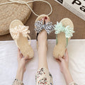 Women's summer flip-flops: fashionable floral & bowknot design, trendy thong sandals, beach shoes, non-slip slides for seaside wear