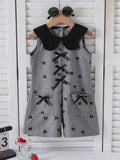 spring/summer new arrival: cross-border girls' preppy bowknot print romper