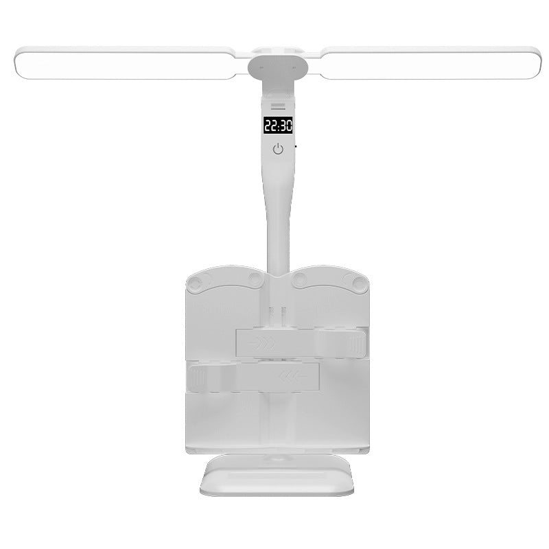 Clock table lamp led eye protection bookshelf lamp student study dormitory vision protection children's reading lamp for home