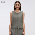 Casualeasiest for match round neck vest vest women's quick-drying breathable sleeveless topsshort zipper sports outweard26001