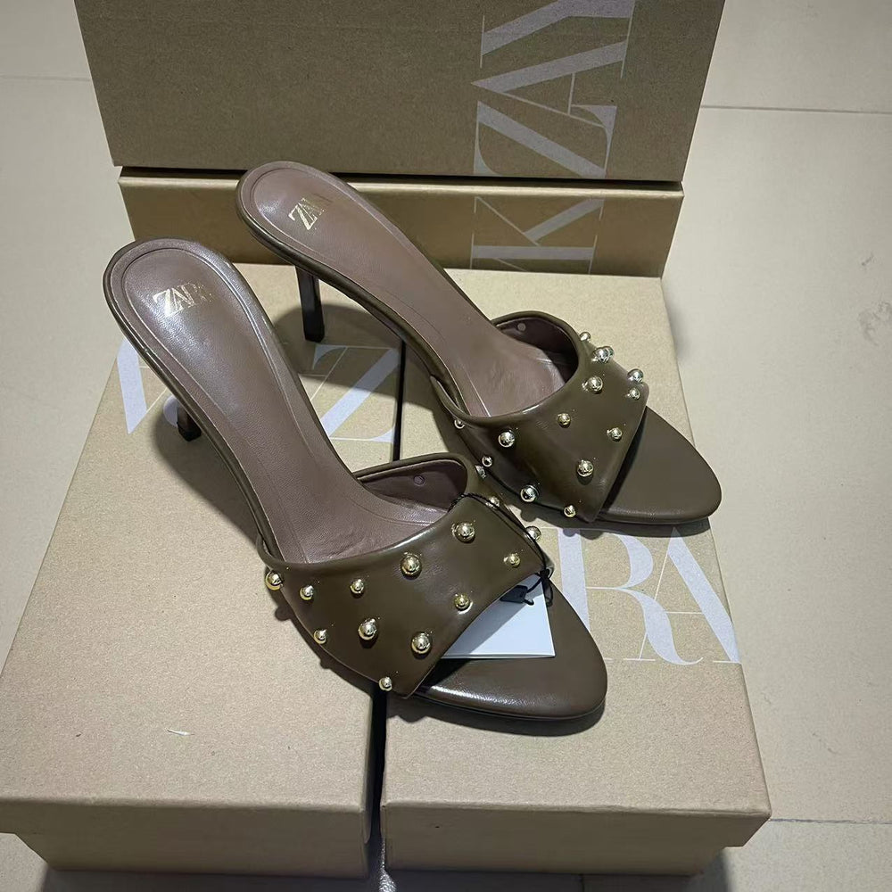 2024 summer new fashion sandals & slippers - buckled strap, single strap, women's outdoor wear, stiletto heel, square toe high heels