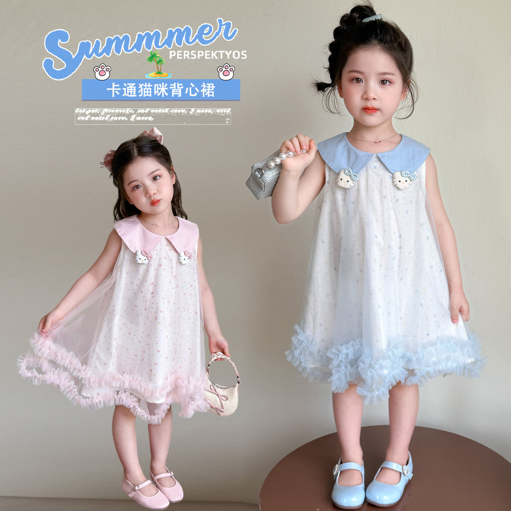 Girls' summer dress  new style chic baby girl mesh tank dress - super cute summer tank dress