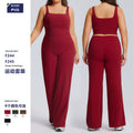 European and american plus size straight-leg yoga outfit set - high elasticity, breathable, quick-drying activewear for women's outdoor running and fitness