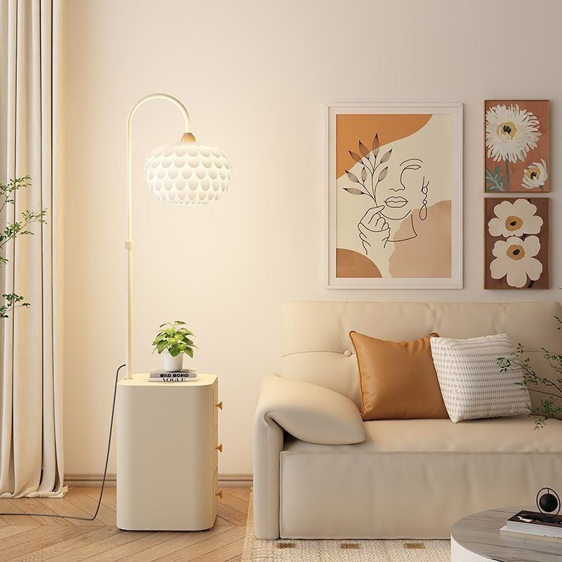 Cream style floor lamp with drawer small apartment for home bedroom bedside table all-in-onefrench storage popular atmosphere lamp