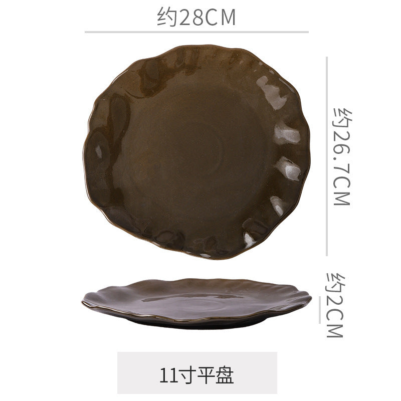 Creative ceramic special-shaped bowls, plates and tableware combination stylishclassy sense kiln-turned ceramic plate western food steak plate