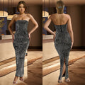 C6962 cross-border   independent station fashion women's solid color hot diamond sleeveless dress length