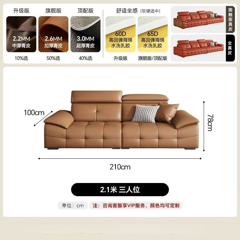 2025 new large apartment villa genuine leather sofa high back lawrence sofa italian light luxury genuine leather sofa