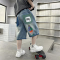 Kids' boys' summer denim shorts -  new style - stylish lightweight quick-dry shorts for mid-to-large boys