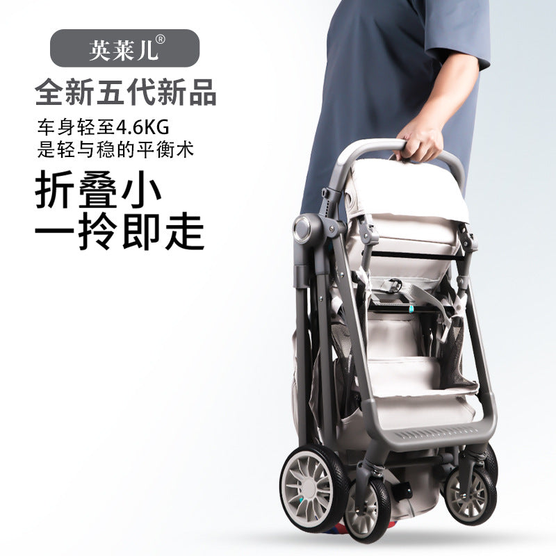 Baby pocket stroller lightweight foldable pram one-click folding stroller for outdoor walking - wholesale