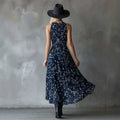 european and american halter floral dress -  bestseller, v-neck, slim fit, vacation style midi dress - cross-border e-commerce