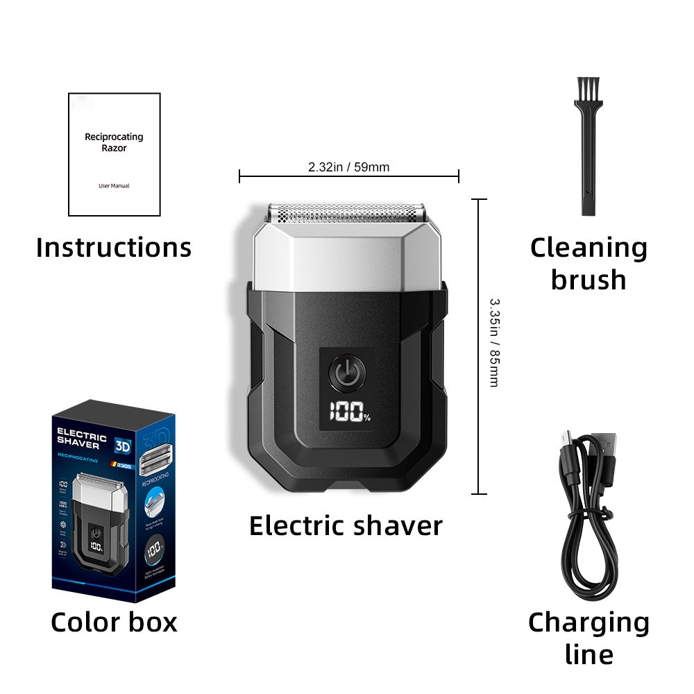 New triple-blade reciprocating shaver - portable, waterproof, men's beard trimmer, car electric razor