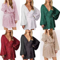 2025 new sequin mini wrap dress for women - v-neck, long sleeve, puff sleeve, sparkly wrap party dress