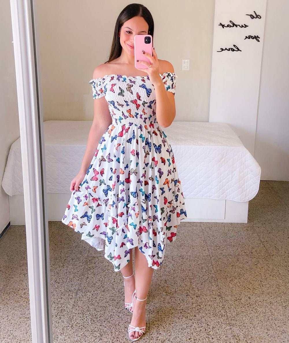 fashion cross-border   one-shoulder asymmetrical off-shoulder short-sleeve digital print dress