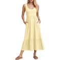european and american cross-border summer sleeveless tank dress - flowy, layered beach maxi dress with pockets for women