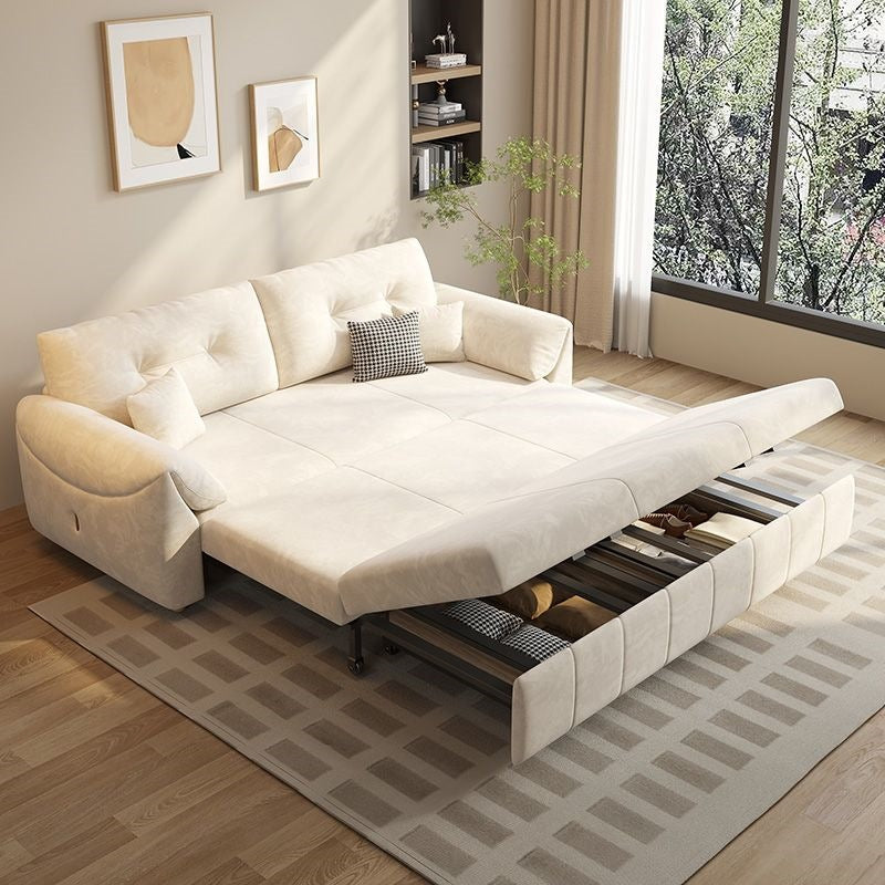 Detachable and washable velvet sofa bed, dual-purpose, foldable, integrated small apartment, cream style, storage, single and double, special price function