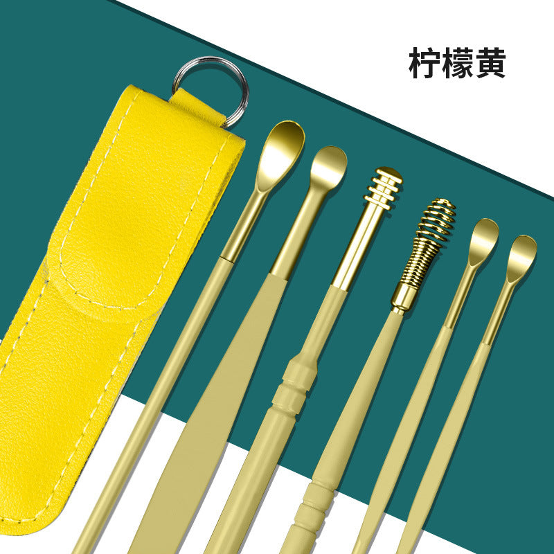 6-piece stainless steel earwax removal kit - double-ended, portable ear picks for kids, ear cleaning tools - in stock