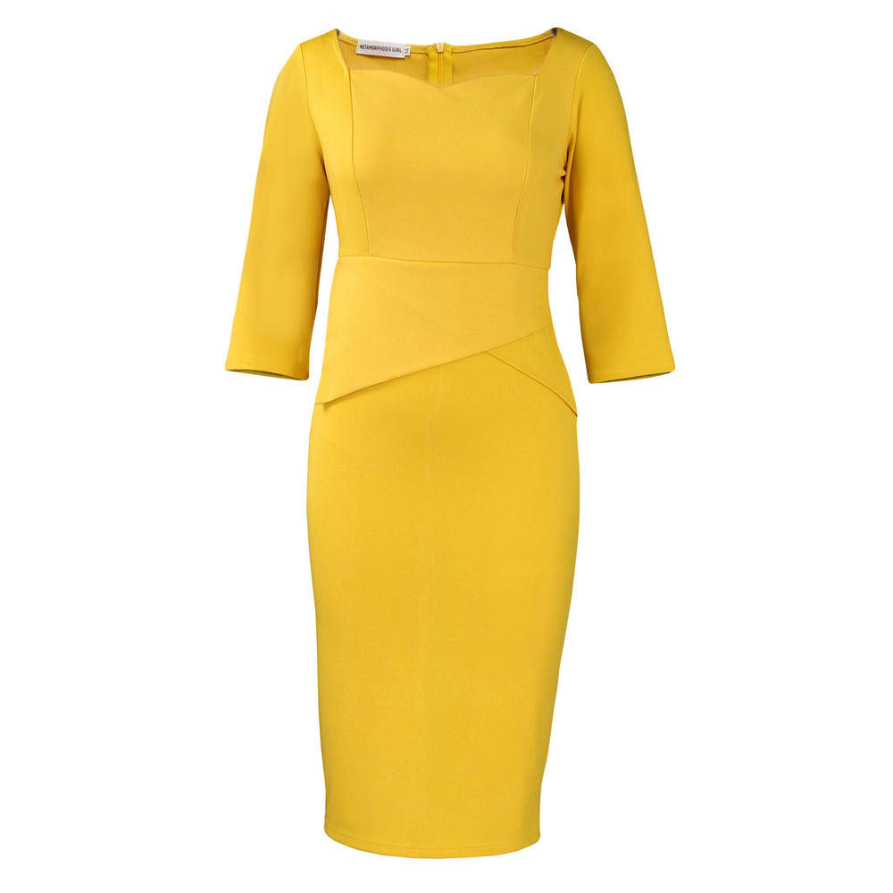 D591  foreign trade women's clothing  new fashion solid color bodycon pencil skirt ol style european and american dress