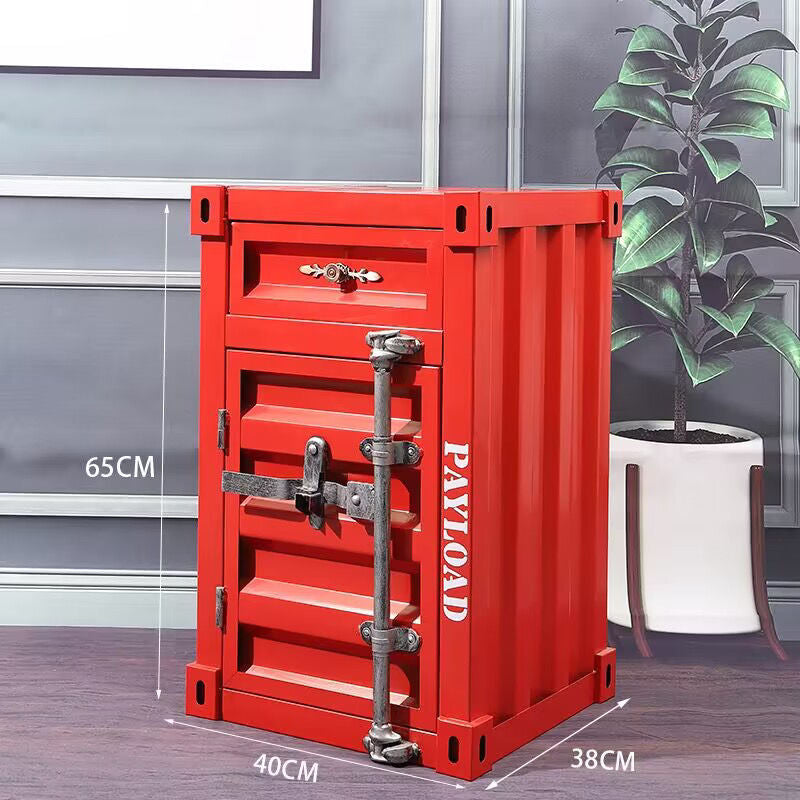 Container industrial style bedside small cabinet iron bedside table creative office side cabinet storage cabinet bedroom storage cabinet