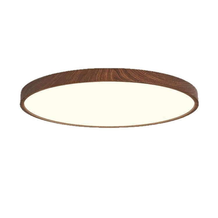 Ultra-thin Nordic round bedroom ceiling light New Chinese walnut pattern balcony study Modern simple aisle light