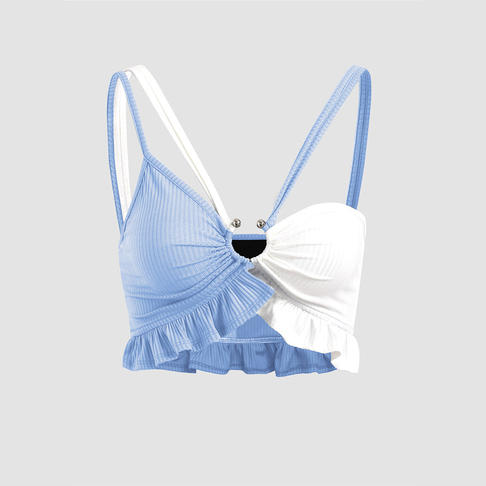 foreign trade y2k style women's clothing   spring and summer pure color silm navel-baring camisole tops