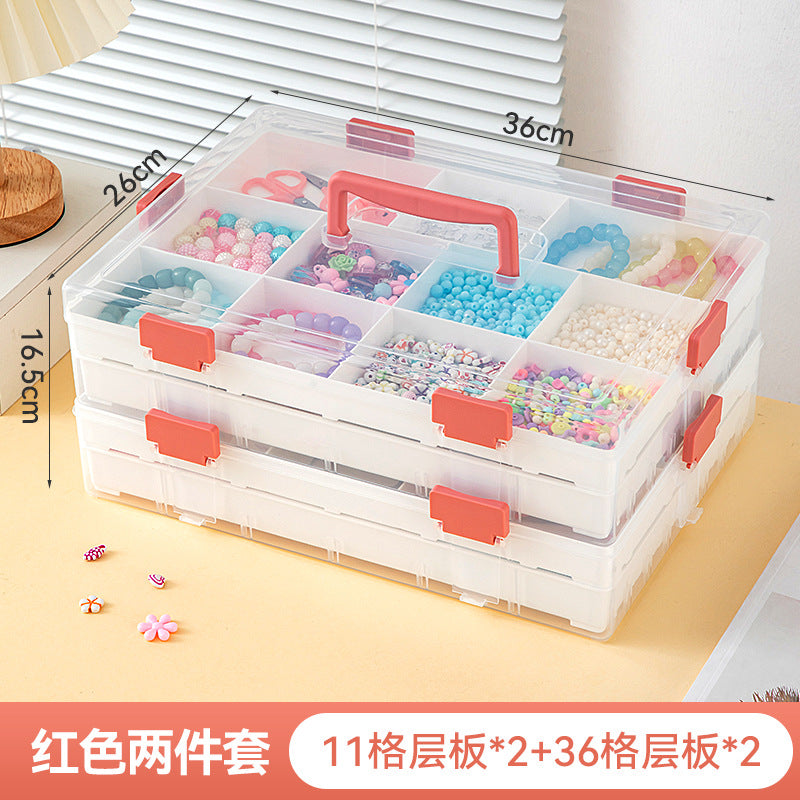 Desktop beaded jewelry storage box Plastic with lid grid classification Multi-layer stackable loose bead bead storage box