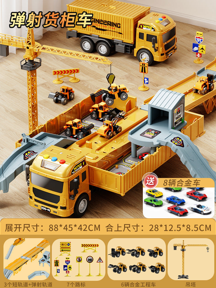 Kids' oversized container truck crane large truck alloy excavator construction vehicle toy set