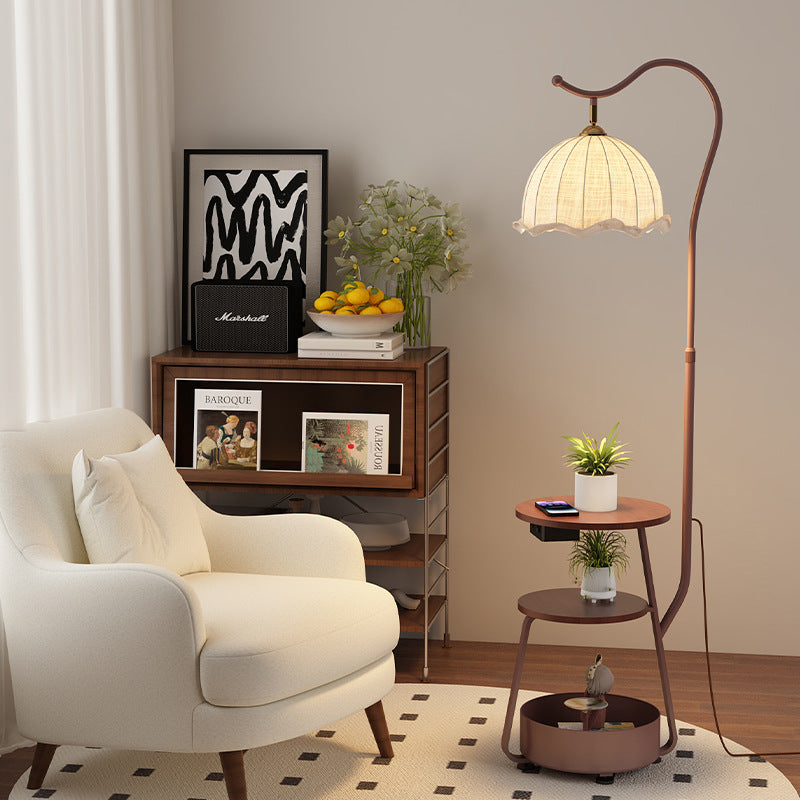 Popular medieval style storage function grapefruit floor lamp retro atmosphere lamp sunset yellow decorative lamp living room fishing lamp