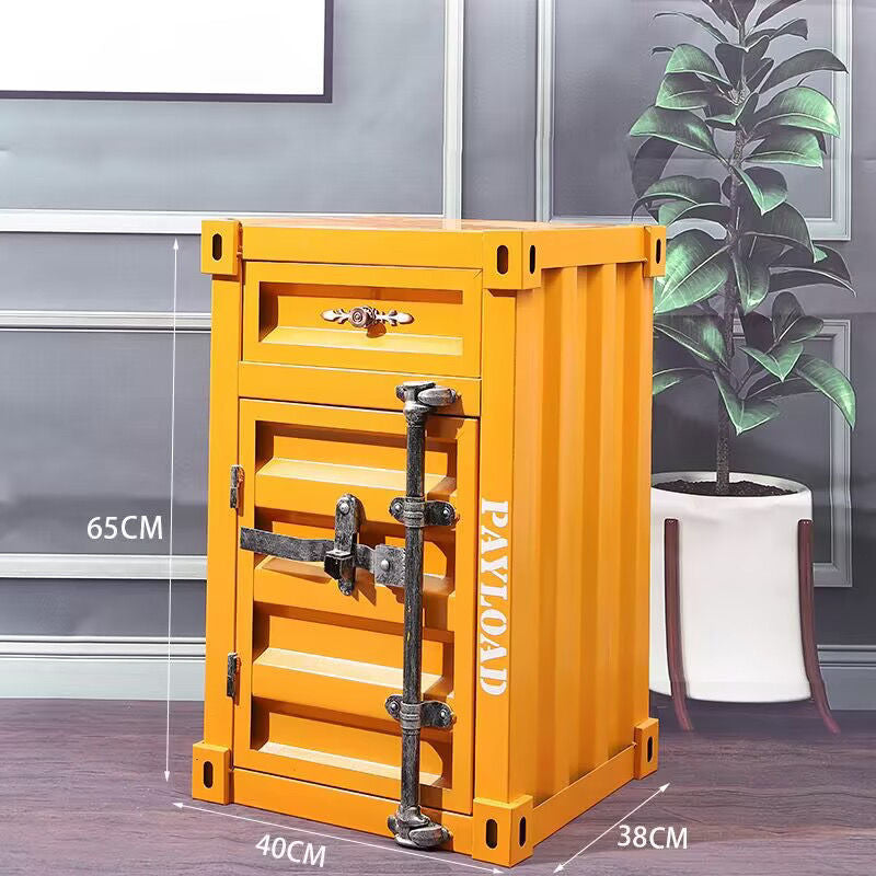 Container industrial style bedside small cabinet iron bedside table creative office side cabinet storage cabinet bedroom storage cabinet