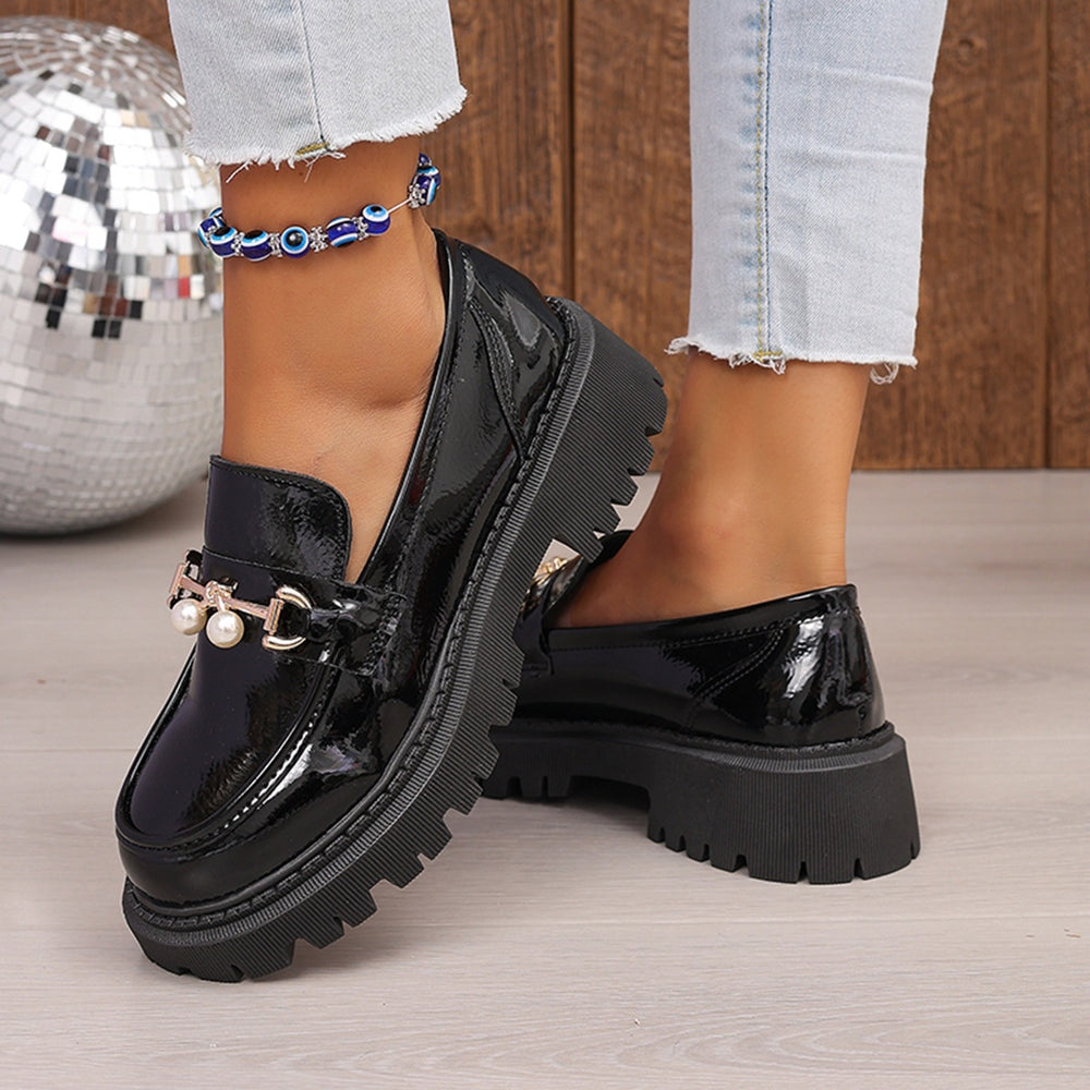 plus sizeflats women's  new 5cm thick sole patent leather mary jane shoes slip-on small fragrant style loafers