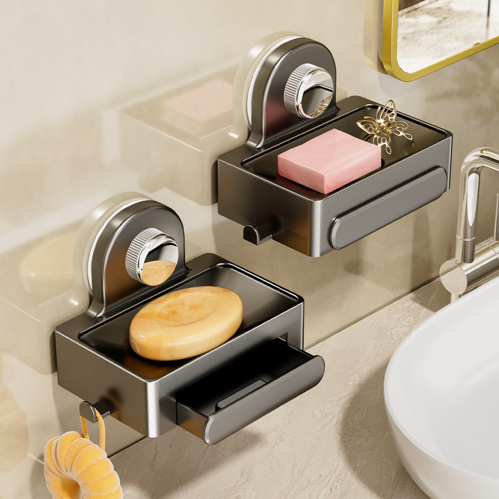 Suction cup soap dish bathroom soap sponge storage rack wall-mounted punch-free soap dish drain rack for home high-end