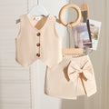 Kids clothing cross-border exclusive i  fashion children's clothing new arrival apricot vest shorts suit