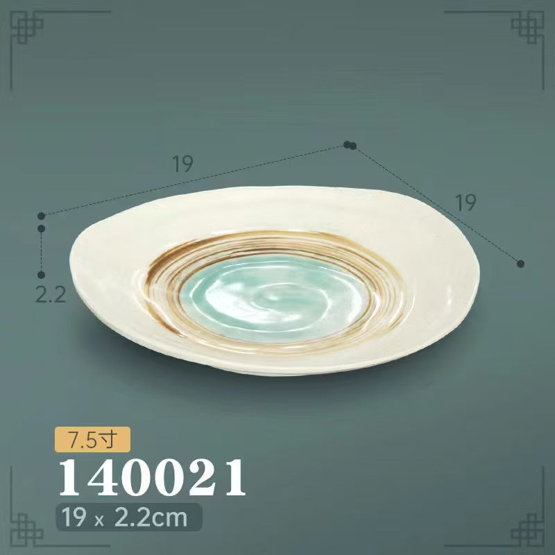 Melamine hot pot side dish plate beef plate imitation porcelain sushi plate korean style barbecue dish plate palace style hotel bowl and dish suit