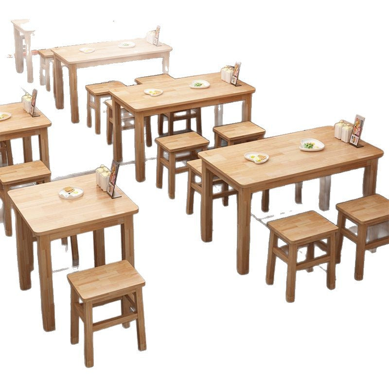 Solid wood dining table, fast food table and chairs, noodle restaurant dining table and chairs, rectangular table, square dining table, food stall, snack bar dining table