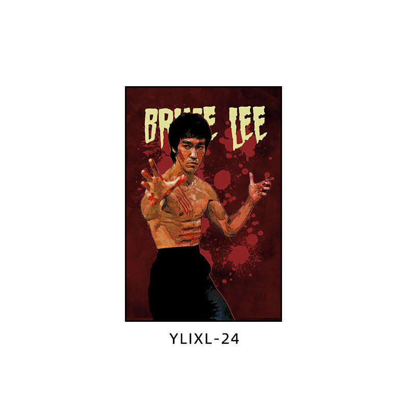 Bruce Lee poster decorative painting martial arts boxing gym taekwondo sanda inspirational gym hanging painting bedroom study mural