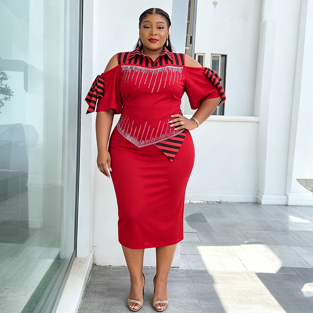 e-commerce   new slim-fit bodycon dress european and american african plus size women's dress