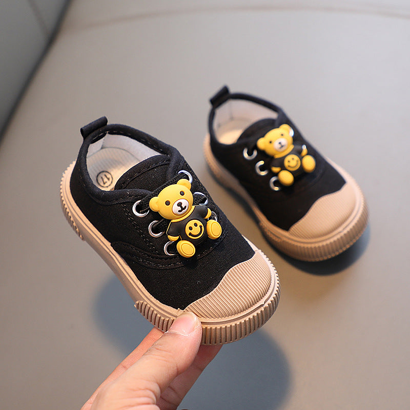 spring/autumn baby shoes - cartoon bear soft sole prewalker shoes for boys and girls - toddler shoes - infant shoes - canvas shoes