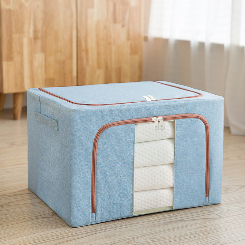 Cotton and linen folding storage box large capacity thickened steel frame thickened household clothes finishing box wardrobe special Baina box