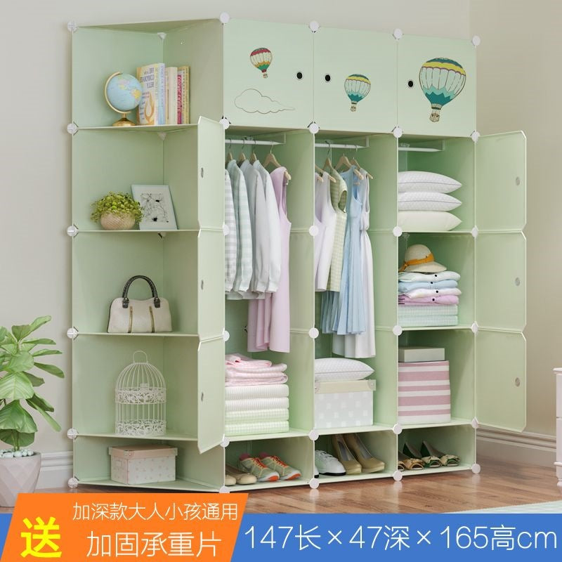 Simple wardrobe for home bedroom cabinet rental house simple folding assembly dormitory reinforced baby kids wardrobe cupboard