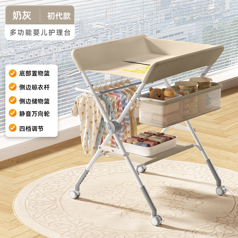 Changing table, baby care station, massage & bathing combo - foldable, portable, multifunctional newborn baby bed with changing and touching surface