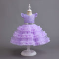 new arrival flutter sleeve children's formal dress tulle princess dress girls' piano performance dress kids dress