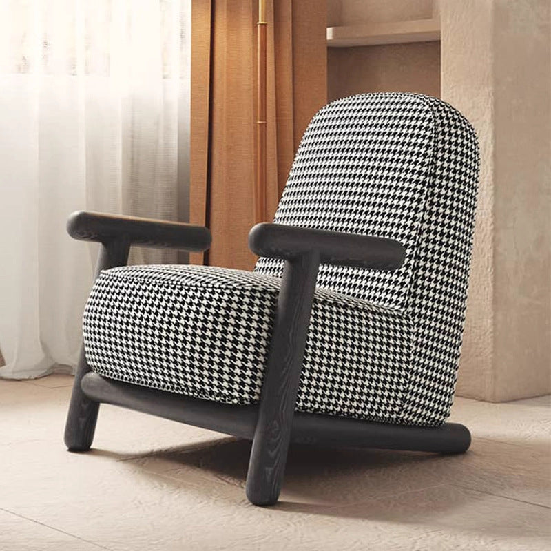 Houndstooth single sofa scandinavian normcore armchair bedroom lounge chair balcony lazy chair designer casual chair