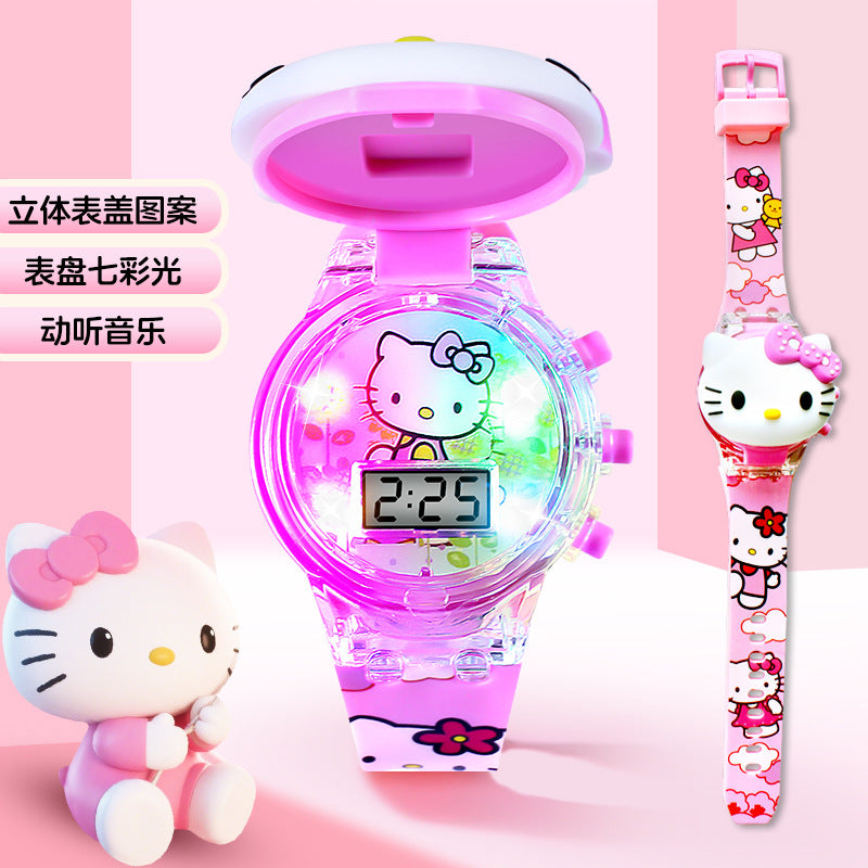 Kids' cartoon watch toy - musical, light-up electronic watch with flashing lights - kuromi toy - gift for boys and girls - perfect for kindergarten