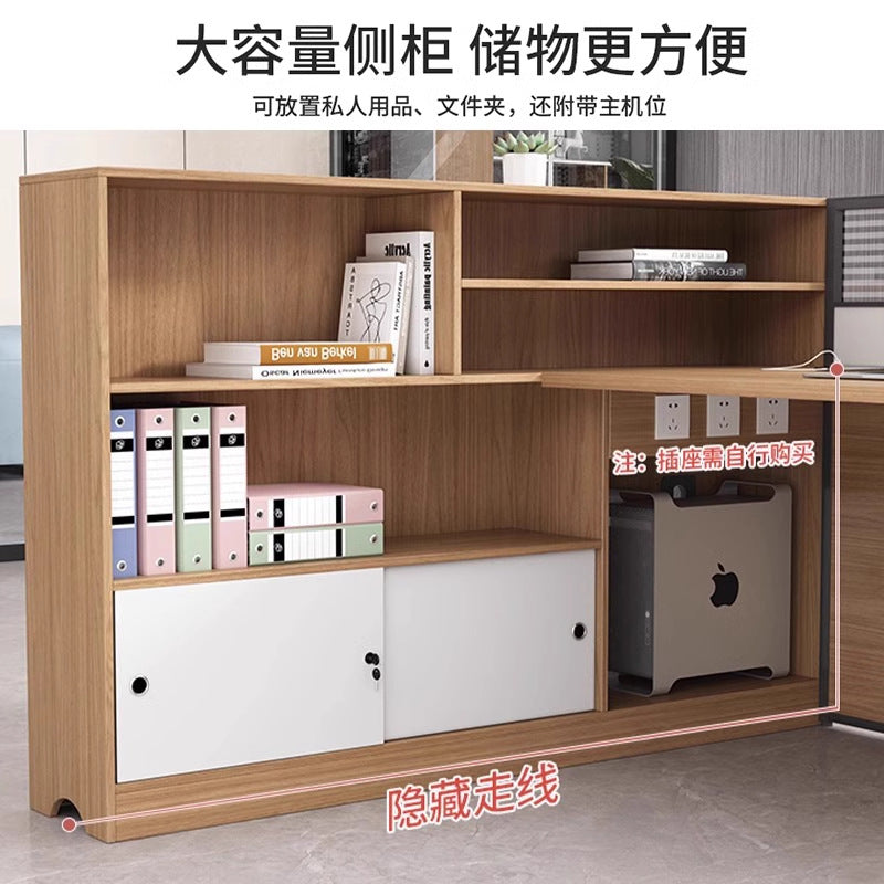 Modern minimalist office desk and chair set - double/6-seat workstation for office use