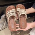 fashion wear-resistant flat sandals women's slippers comfortable rhinestone roman sandals female student beach slippers wholesale