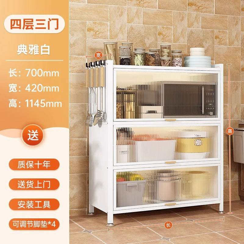 Kitchen storage rack floor-standing multi-layer storage cabinet sideboard microwave oven for home with door multifunctional cabinet storage rack
