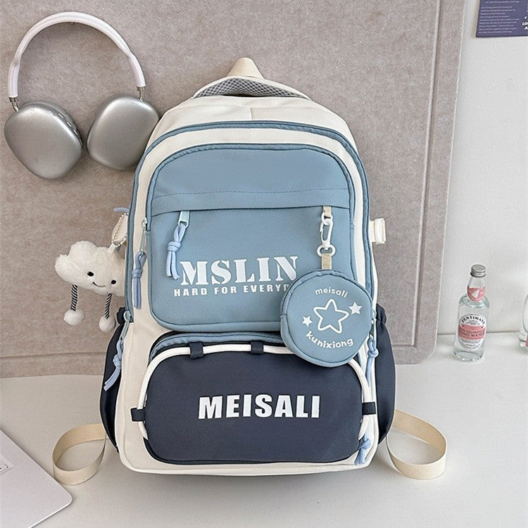 New student backpack contrasting colors fashion trend versatile new middle school student college student backpack men and women the same style