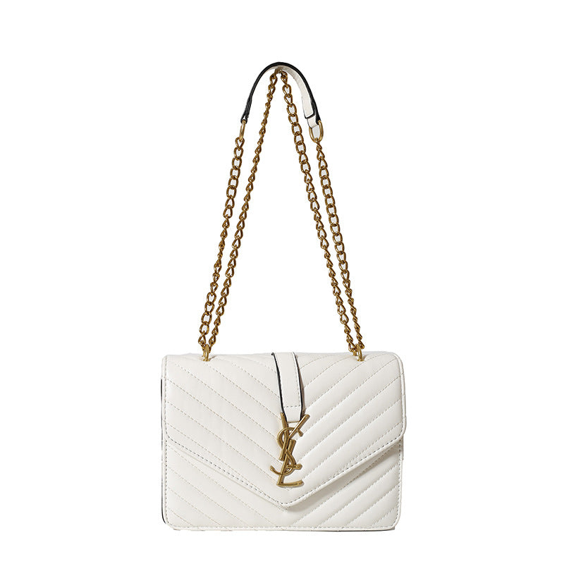 Fashion gold fashion women's bag 2025new arrival chain crossbody small square bag cover bag double compartment patent leather patent leather bag
