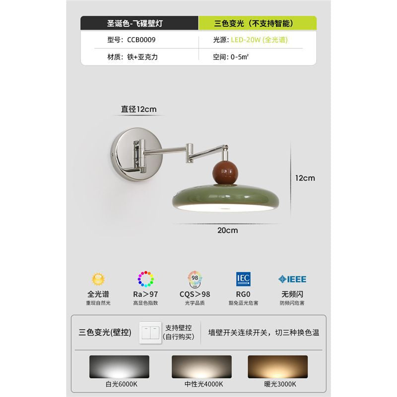 Retrofrench wall lamp rocker arm bedroom bedside lamp wiring-free wiring wall lamp cream style medieval master bedroom long arm lamp